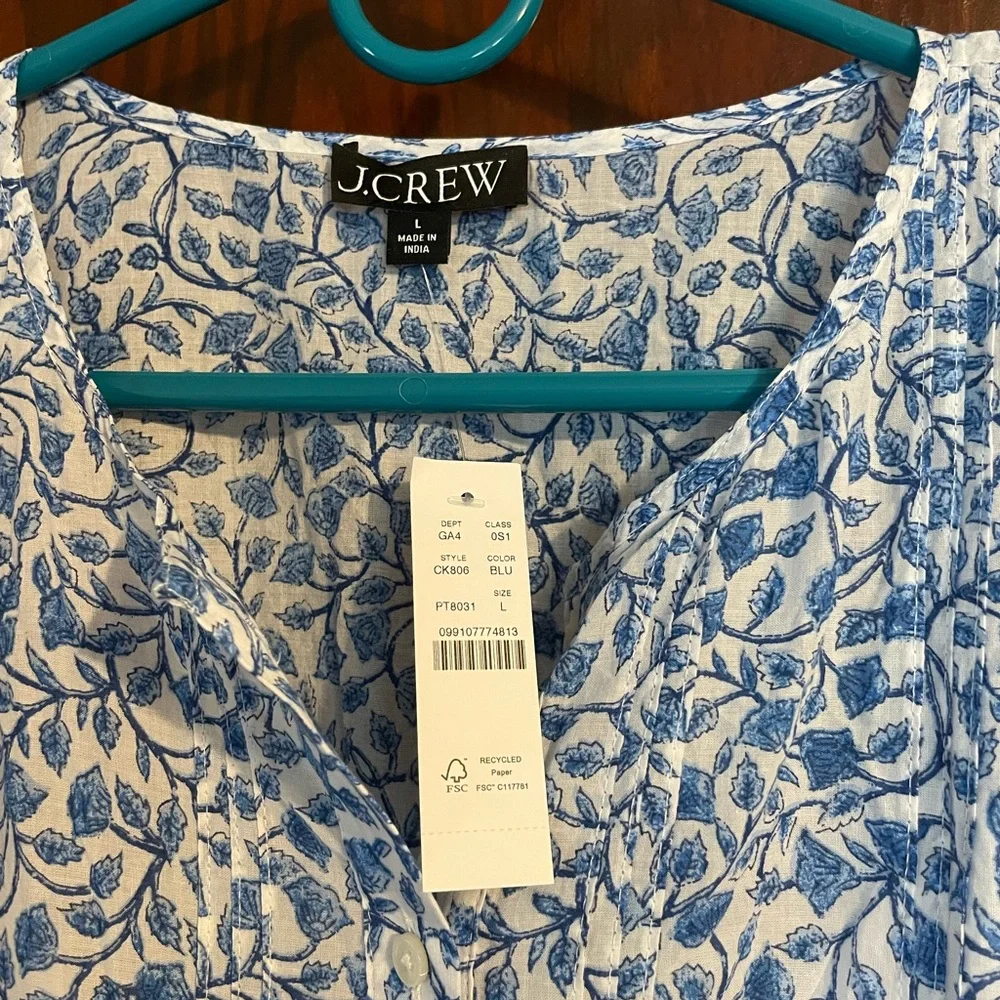 J. Crew Pintuck mini shirtdress in bandana block print NWT - Picture 5 of 9